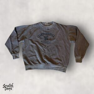 Vintage 90s Men's Pullover Sweatshirt Santa Barbara Gray Retro Crewneck Large